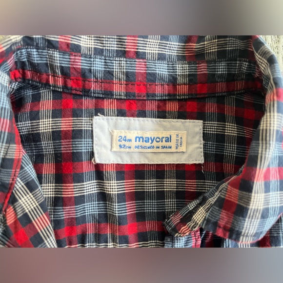 Like new Mayoral boys blue and red button down, 24mo - Picture 4 of 4